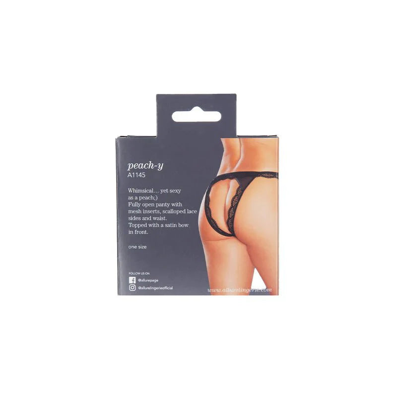 Adore by Allure Peach - y Lace & Mesh Open Panty - Black - Whispered Fantasies