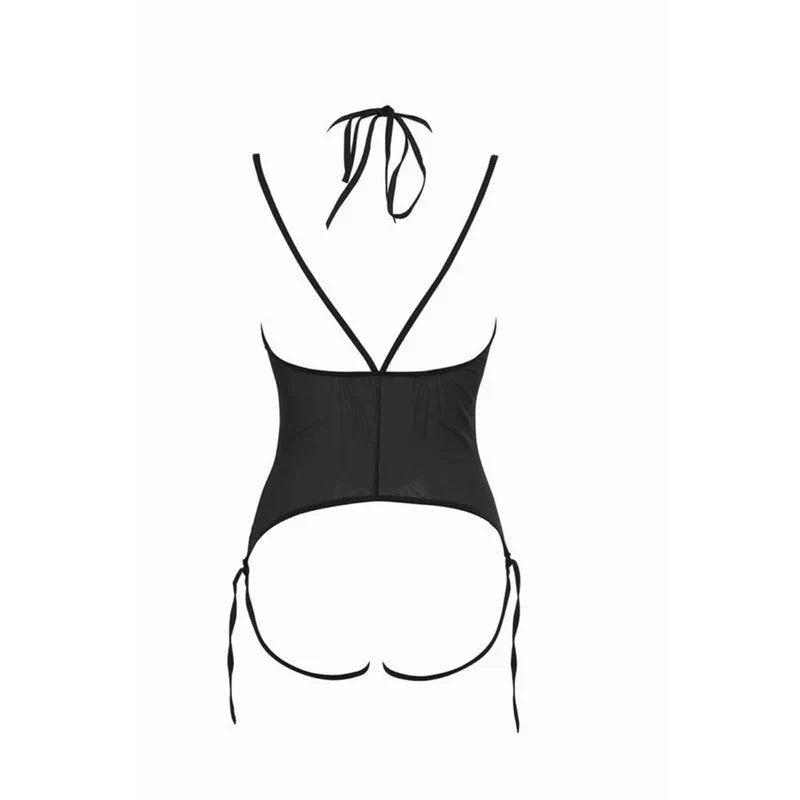 Allure – Angelina - Mesh Under Bust Teddy – Black - Whispered Fantasies