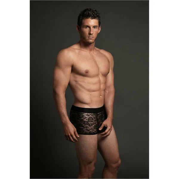 Allure Luca – Men’s Lace Boxer – Black – L/XL - Whispered Fantasies