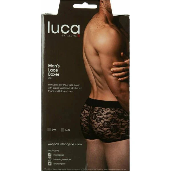 Allure Luca – Men’s Lace Boxer – Black – L/XL - Whispered Fantasies