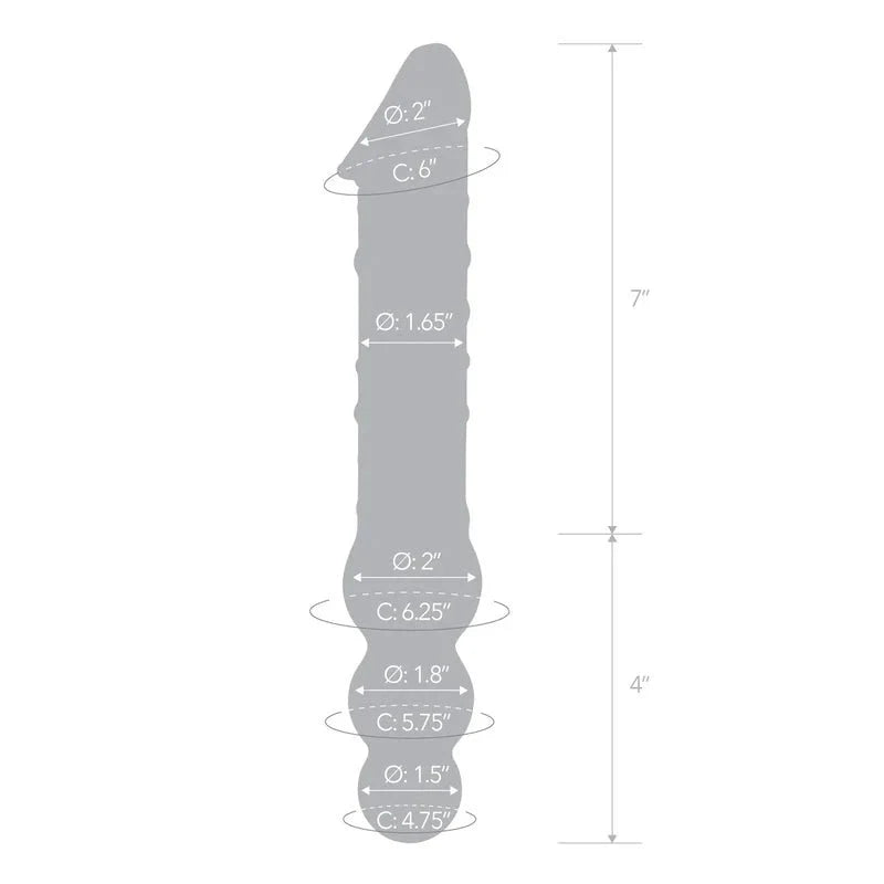 Gläs - 12” Double Ended Glass Dildo with Anal Beads - Whispered Fantasies