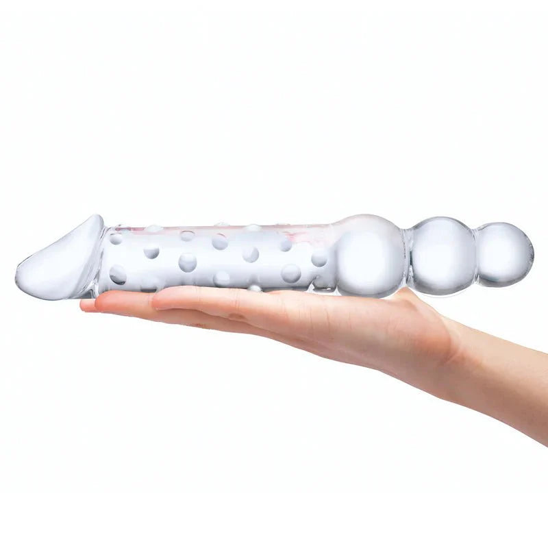 Gläs - 12” Double Ended Glass Dildo with Anal Beads - Whispered Fantasies
