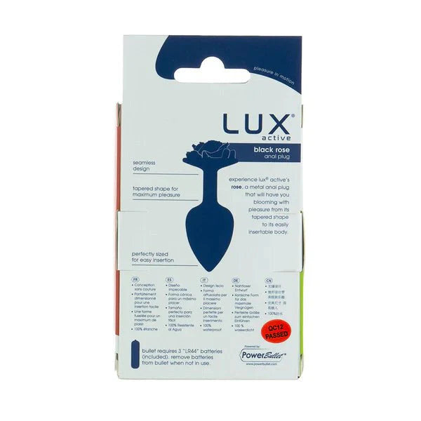 LUX active® 3.5" Rose Anal Plug – Black - Whispered Fantasies