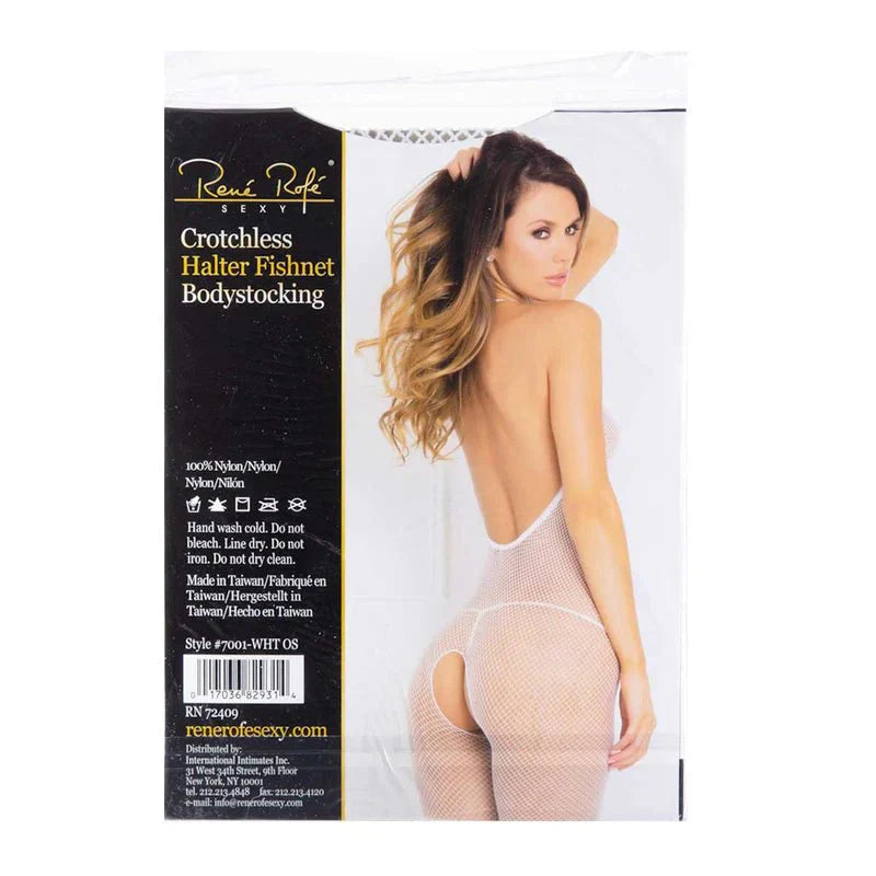 Rene Rofe Sexy Halter Fishnet Bodystocking – One Size - Whispered Fantasies