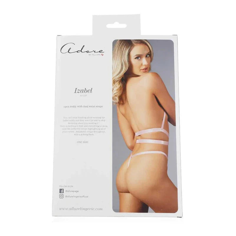 Adore By Allure - Izabel - Open Teddy With Dual Waist Straps - Pink - OS - Whispered Fantasies