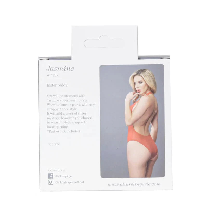 Allure Jasmine Halter Teddy – Red – One Size Fits Most - Whispered Fantasies