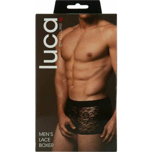 Allure Luca – Men’s Lace Boxer – Black – L/XL - Whispered Fantasies