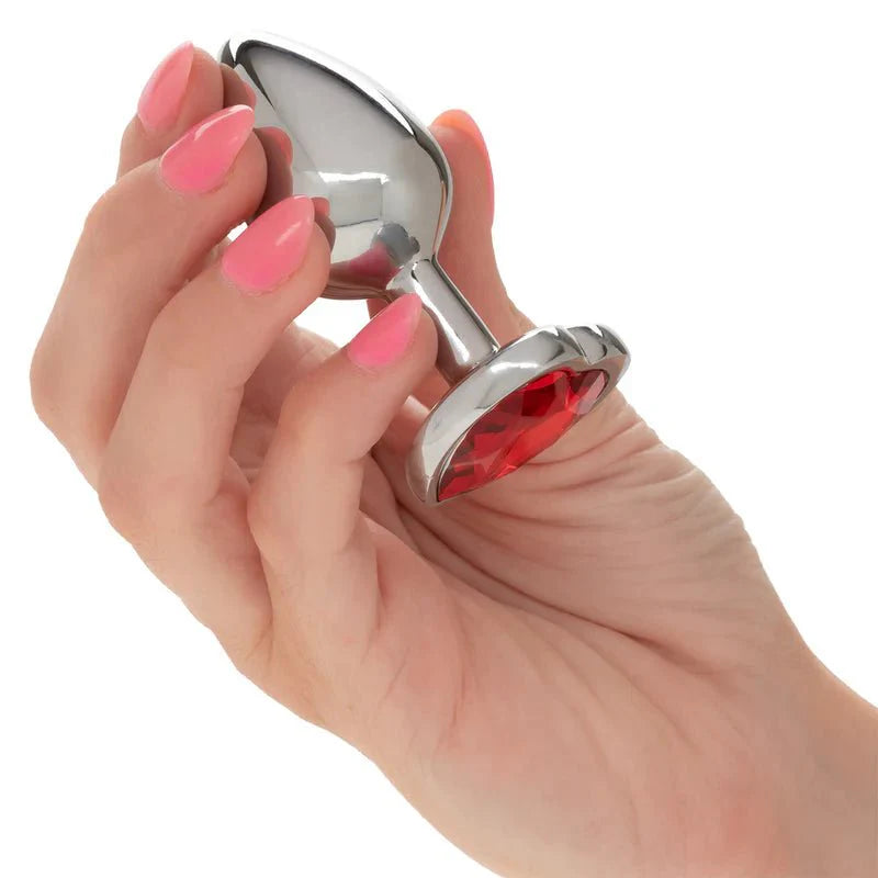 CaleXOtics Small Jewel Ruby Heart Plug - Ruby - Whispered Fantasies