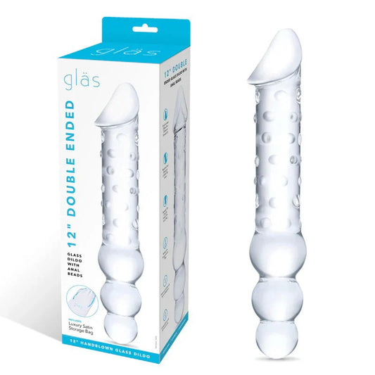 Gläs - 12” Double Ended Glass Dildo with Anal Beads - Whispered Fantasies