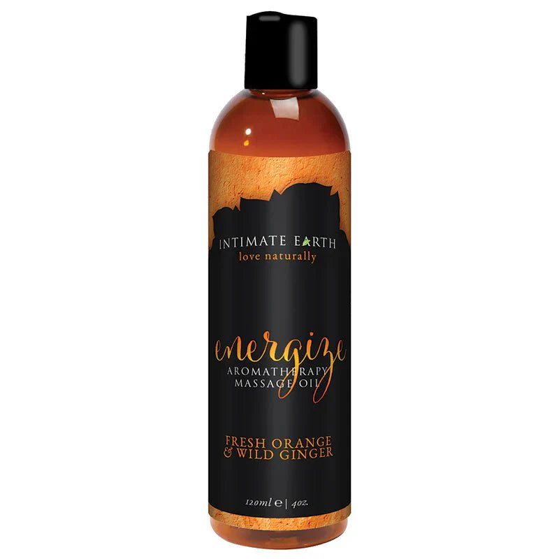 Intimate Earth Aromatherapy Massage Oil - Fresh Orange and Wild Ginger - 120ml/4oz - Whispered Fantasies