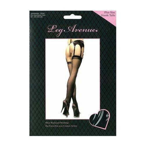 Leg Avenue Sheer Backseam Stockings - Black - Plus Size - Whispered Fantasies