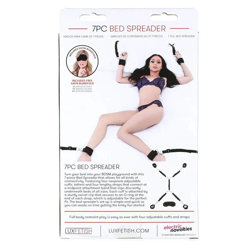 Lux Fetish Lux Fetish – Bed Spreader 7 Piece Playful Restraint System – Black - Whispered Fantasies