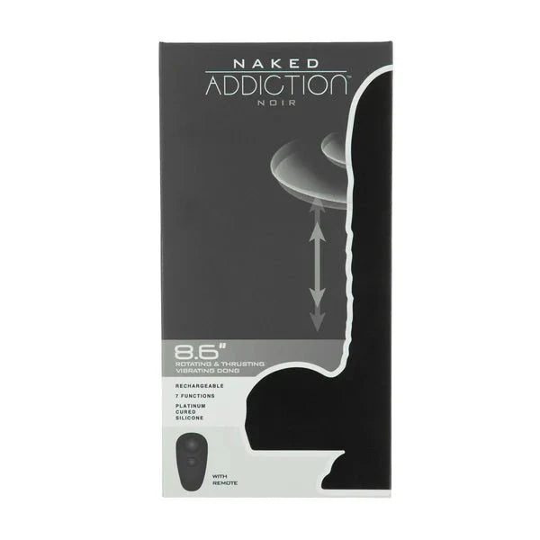 Naked Addiction – 8.6” Silicone Rotating & Thrusting Vibrating Dildo with Remote - Noir - Whispered Fantasies