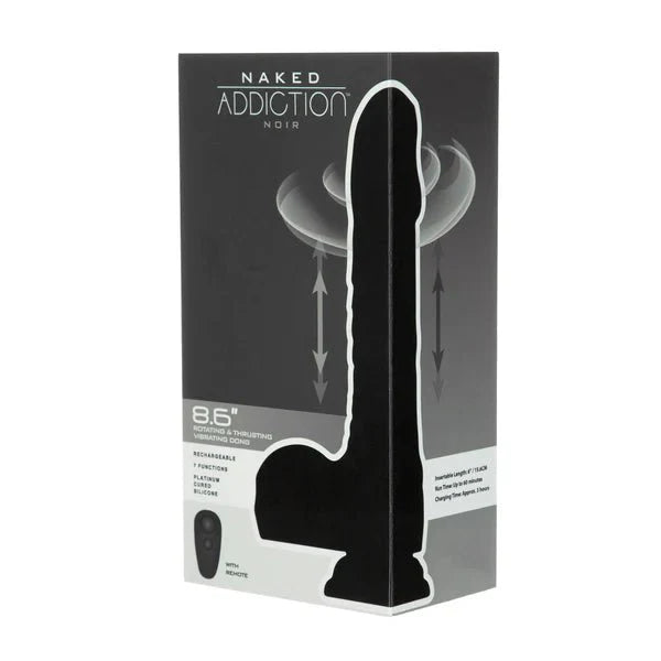 Naked Addiction – 8.6” Silicone Rotating & Thrusting Vibrating Dildo with Remote - Noir - Whispered Fantasies