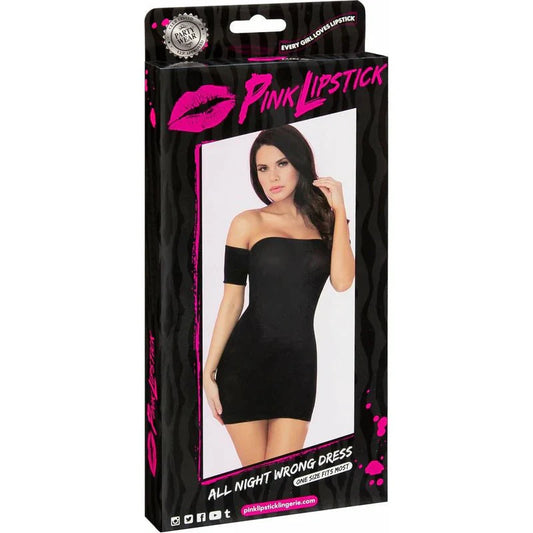 Pink Lipstick All Night Wrong Dress - Black - One Size - Whispered Fantasies