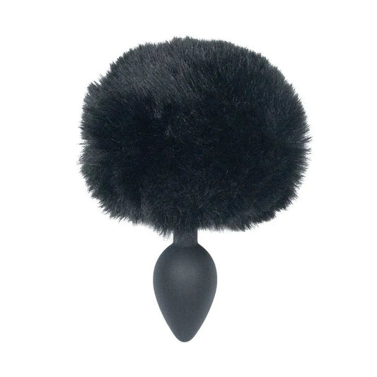 Punishment - Bunny Tail Silicone Anal Plug - Black - Whispered Fantasies