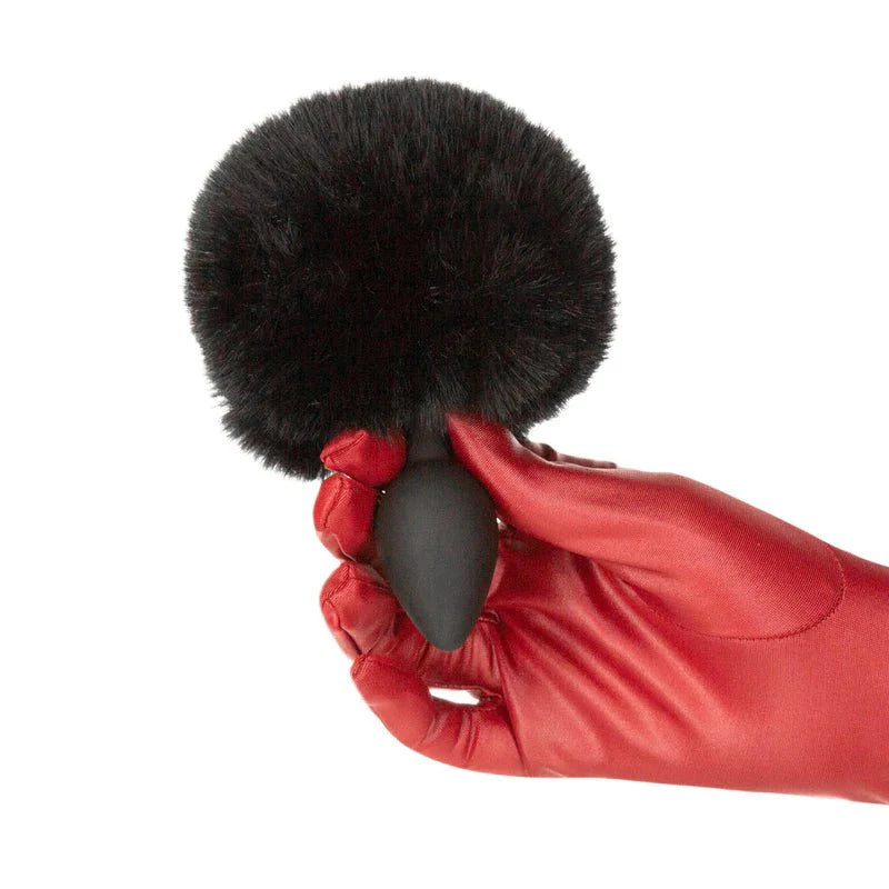 Punishment - Bunny Tail Silicone Anal Plug - Black - Whispered Fantasies