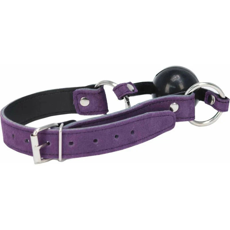 Punishment Purple Suede Bondage Ball Gag - Whispered Fantasies