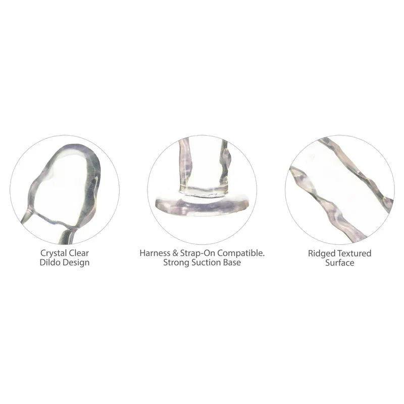 Pure Love® - Dildo with Ultra - Raised Ridges & Suction Cup - Clear - 7 In. - Whispered Fantasies