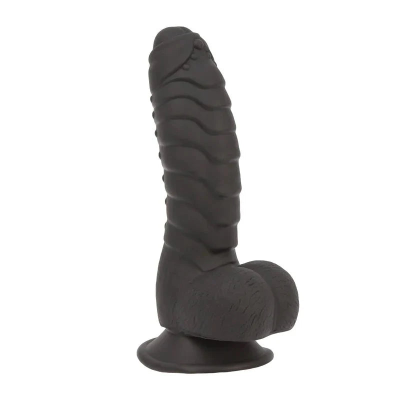Pure Love® - Fantasy Silicone Dildo With Suction Base – 7 In. – Black - Whispered Fantasies
