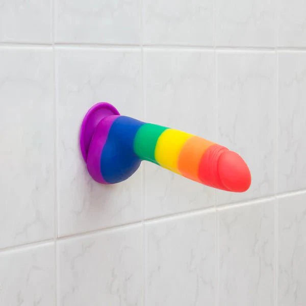 Pure Love® - Rainbow Silicone Dildo With Suction Base – 8 In. - Whispered Fantasies