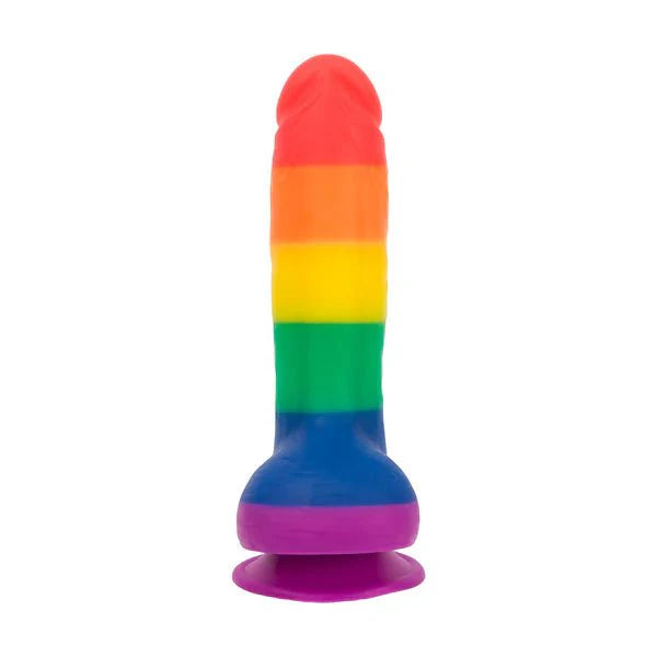 Pure Love® - Rainbow Silicone Dildo With Suction Base – 8 In. - Whispered Fantasies