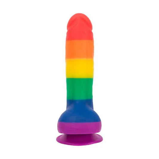 Pure Love® - Rainbow Silicone Dildo With Suction Base – 8 In. - Whispered Fantasies