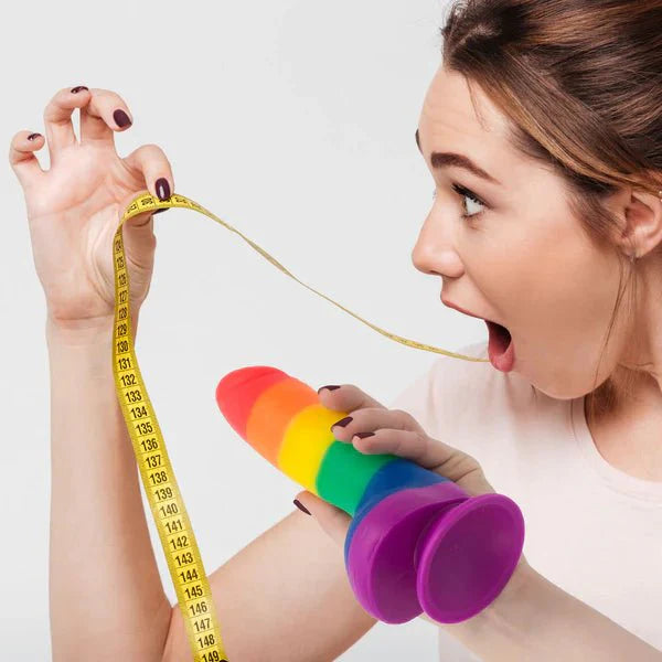 Pure Love® - Rainbow Silicone Dildo With Suction Base – 8 In. - Whispered Fantasies
