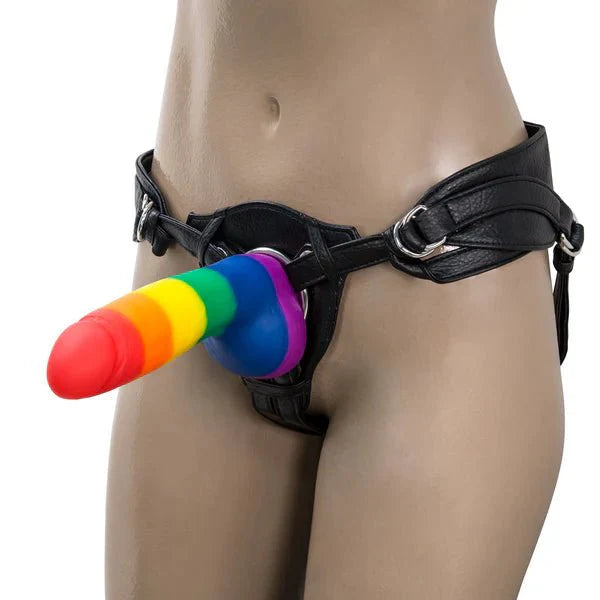 Pure Love® - Rainbow Silicone Dildo With Suction Base – 8 In. - Whispered Fantasies