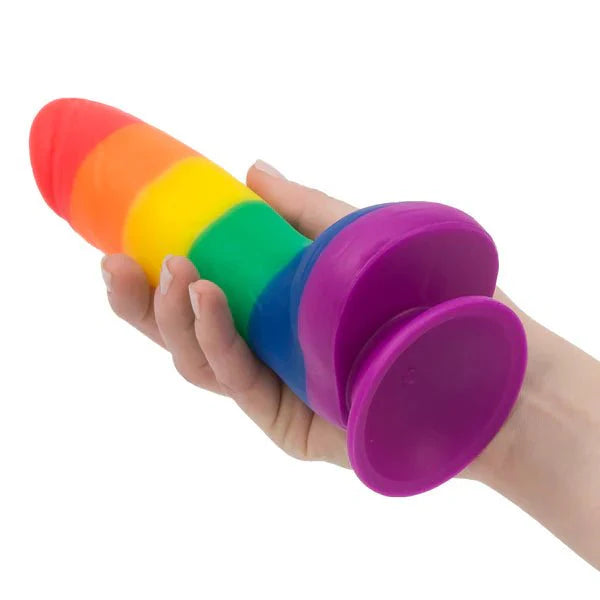 Pure Love® - Rainbow Silicone Dildo With Suction Base – 8 In. - Whispered Fantasies