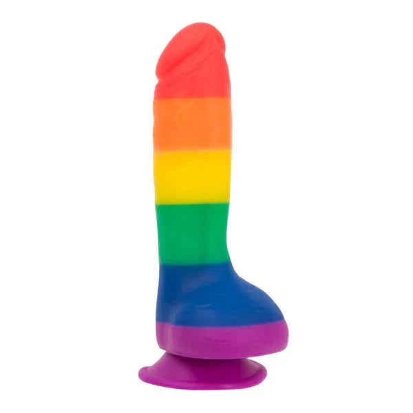 Pure Love® - Rainbow Silicone Dildo With Suction Base – 8 In. - Whispered Fantasies