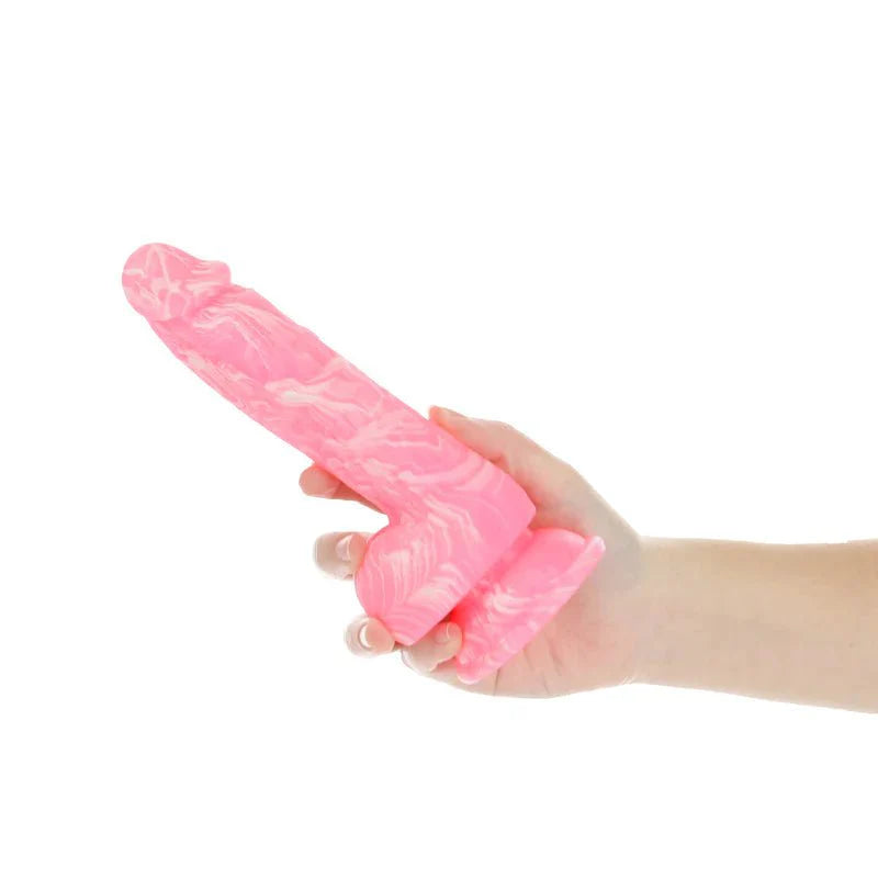 Pure Love® - Realistic Silicone Glow - In - The - Dark Dildo – 7.5 In. – Pink - Whispered Fantasies