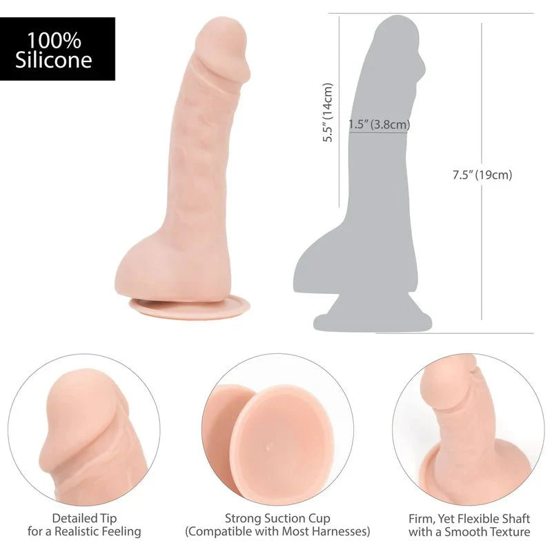 Pure Love® - Smooth Realistic Silicone Dildo With Suction Base – 7.5 in. – Beige - Whispered Fantasies