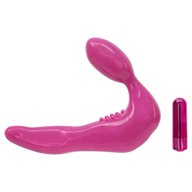 Pure Love® - Strapless Strap - On Silicone Dildo With Vibrating Bullet – Pink - Whispered Fantasies