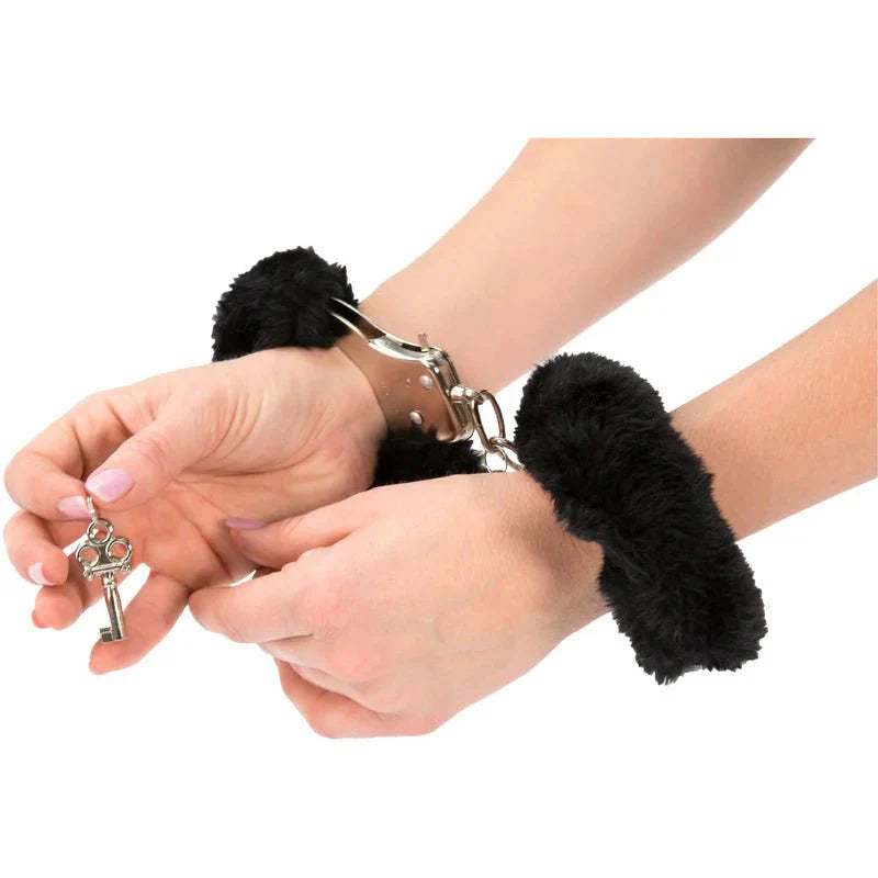 Tender Cuffs Furry Handcuffs - Black - Whispered Fantasies
