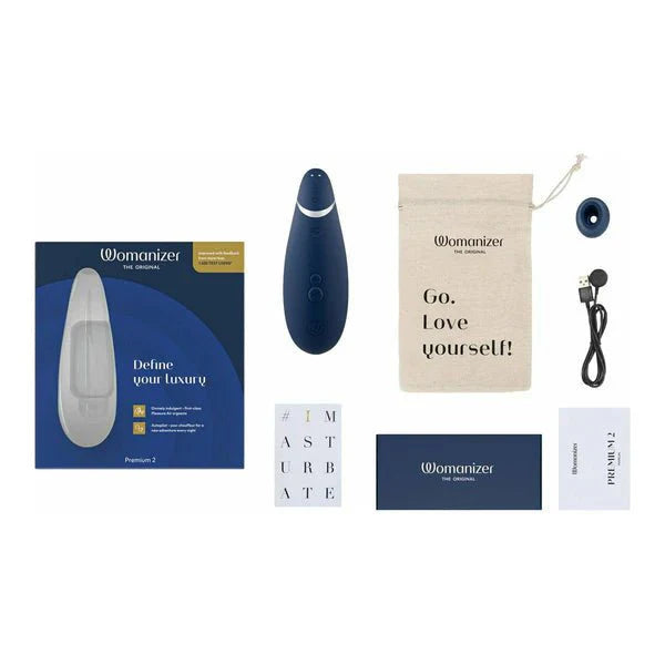 Womanizer Premium 2 – Clitoral Stimulator – Blueberry - Whispered Fantasies